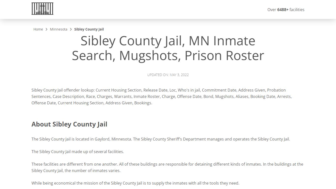 Sibley County Jail, MN Inmate Search, Mugshots, Prison Roster