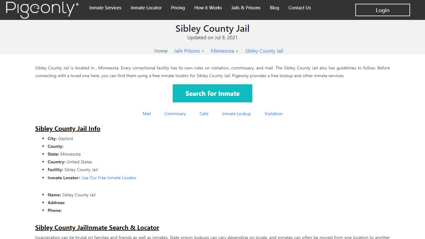 Sibley County Jail Inmate Lookup | Minnesota